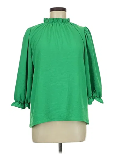 Pre-owned Entro 3/4 Sleeve Blouse In Green