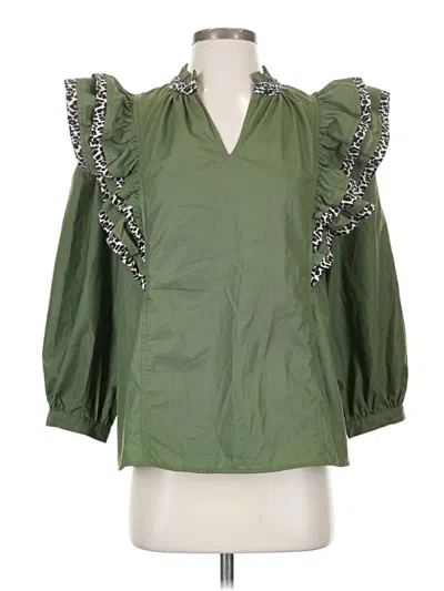 Pre-owned Entro 3/4 Sleeve Blouse In Green