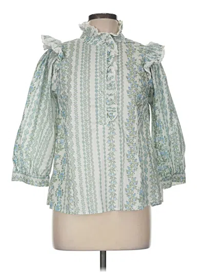 Pre-owned Entro 3/4 Sleeve Blouse In Green