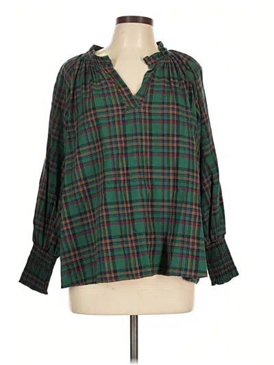 Pre-owned Entro 3/4 Sleeve Blouse In Green
