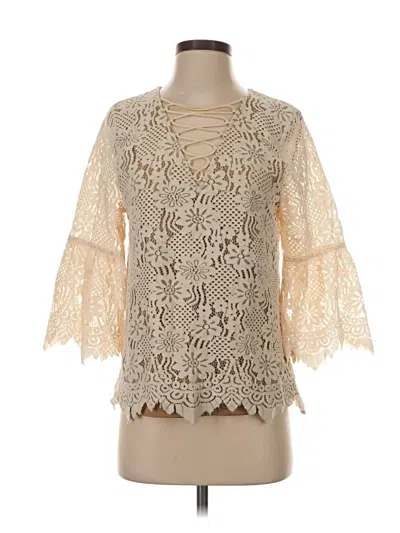 Pre-owned Entro 3/4 Sleeve Blouse In Ivory