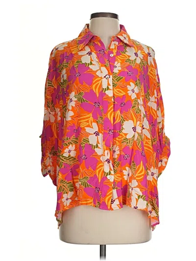 Pre-owned Entro 3/4 Sleeve Blouse In Orange
