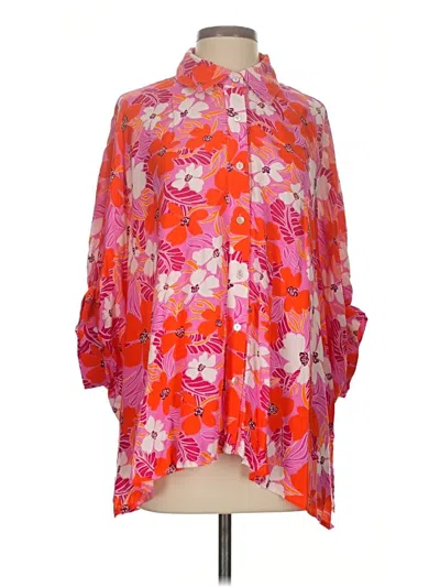 Pre-owned Entro 3/4 Sleeve Blouse In Pink