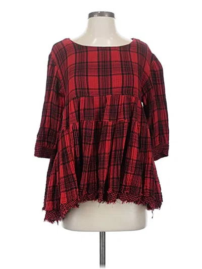 Pre-owned Entro 3/4 Sleeve Blouse In Red