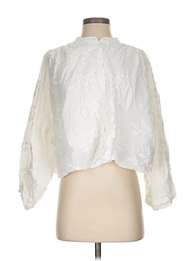 Pre-owned Entro 3/4 Sleeve Blouse In White