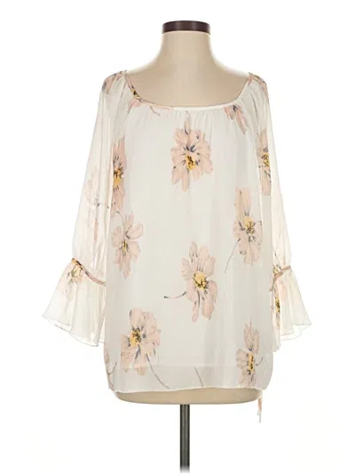 Pre-owned Entro 3/4 Sleeve Blouse In White