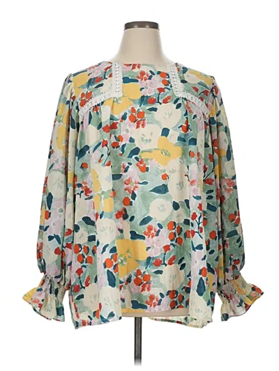 Pre-owned Entro 3/4 Sleeve Blouse In White