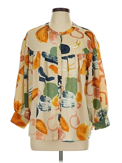 Pre-owned Entro 3/4 Sleeve Blouse In White