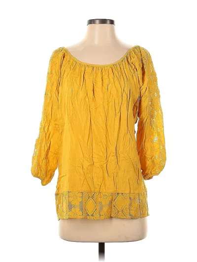 Pre-owned Entro 3/4 Sleeve Blouse In Yellow