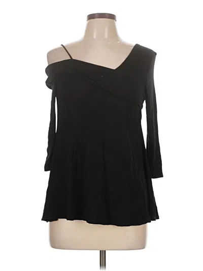 Pre-owned Entro 3/4 Sleeve Top Black One Shoulder Neckline Tops