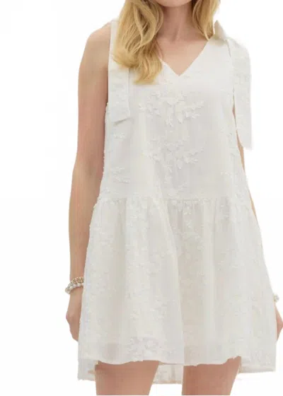 Entro 3d Floral Embroidery Mini Dress With Tie Straps In White