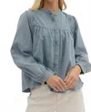 Entro Abby Light Long Sleeve Denim Top In Blue In Blue
