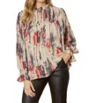 Entro Abstract Bubble Sleeve Blouse In Multi In Multi