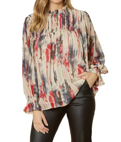 Entro Abstract Bubble Sleeve Blouse In Multi