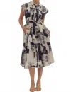 Entro Abstract Print Midi Shirt Dress In Black In Multi