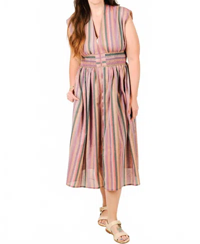 Entro Acai Stripes Midi Dress In Multi