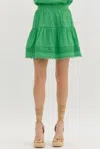 Entro Accented Ruffled Mini Skirt In Green In Green