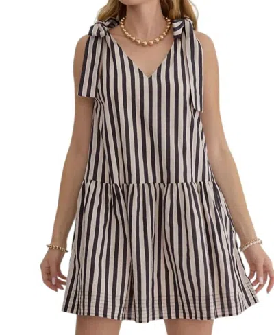Entro Addy Stripe Mini Dress In Black
