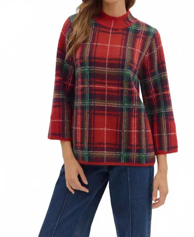Entro Adelina Plaid Sweater In Red Plaid In Pattern