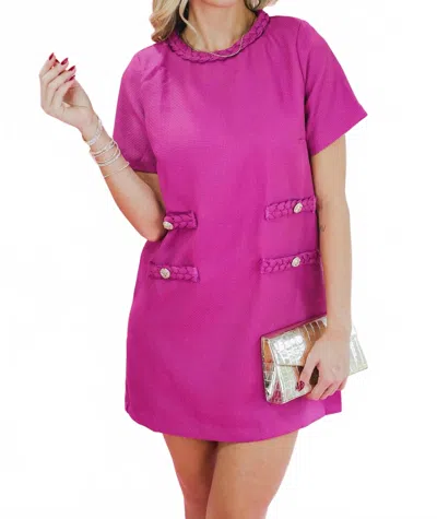 Entro Adorably Classy Tweed Dress In Orchid In Pink