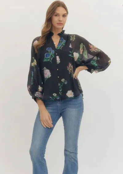 Entro After Hours Floral Blouse In Black