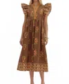 Entro Afternoon Blooms Midi Floral Dress In Brown In Brown