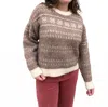 Entro Alaia Ribbed Hem Sweater In Mocha In Multi