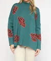 ENTRO ALEXANDRA COWBOY HAT MOCK NECK LONG SLEEVE SWEATER TOP IN FOREST