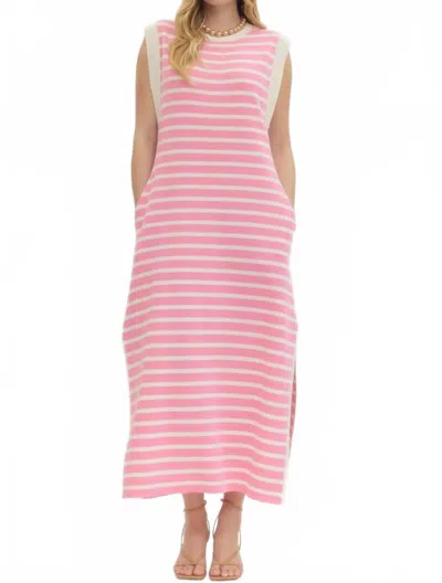 Entro Alice Striped Knit Maxi Dress In Bubblegum In Pink