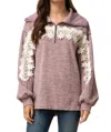 Entro All About The Lace Pullover In Mauve In Multi
