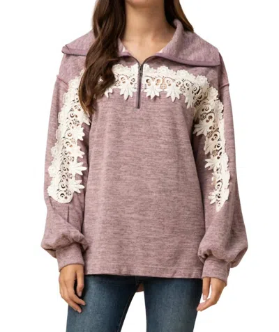 Entro All About The Lace Pullover In Mauve In Multi