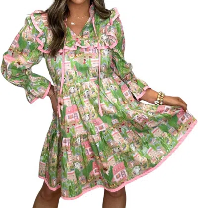Entro All For Sun Dress In Green/pink In Multi