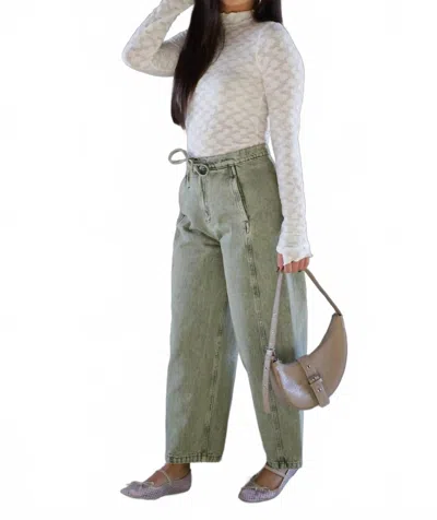 Entro All Tied Up High Waist Denim In Olive In Green