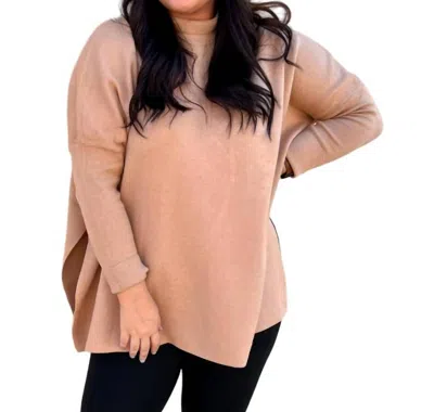 Entro Allie Mock Neck Long Sleeve Top In Caramel In Brown