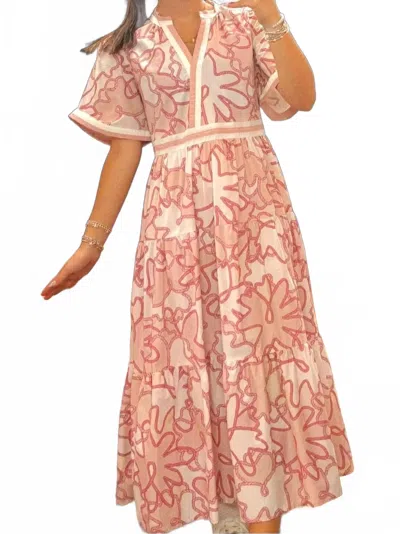 Entro Ally Rope Print Midi Dress In Pink