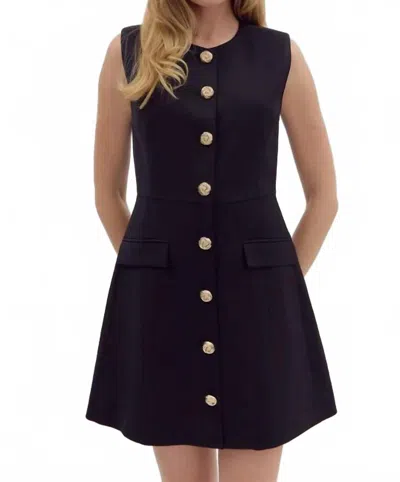 Entro Alva Structured Button Sleeveless Mini Dress In Black In Transparent