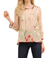 Entro Always In Bloom Floral Embroidered Top In Sand In Beige