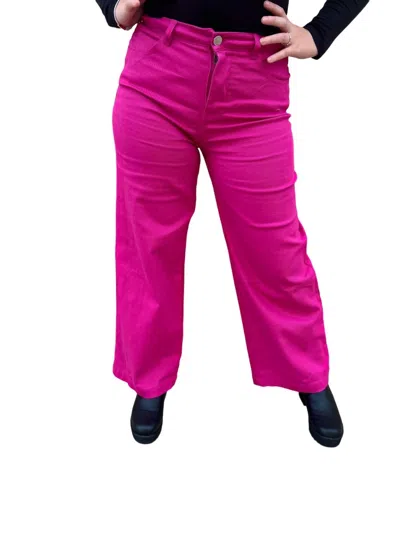 Entro Alyssa High Waisted Wide Leg Pants In Magenta In Pink