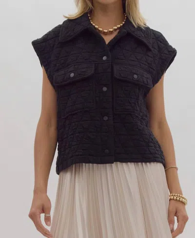 Entro Amelia Quilted Vest In Black