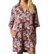 Entro Angie Floral Twill Shift Dress In Brown Multi In Brown