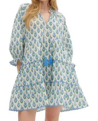 Entro Anna Mini Dress In Off White/blue