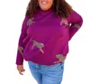 Entro Annie Mock Neck Long Sleeve Sweater Top - Plus In Plum In Pink