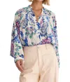 Entro Ansley Draped Back Bodysuit In Blue Multi In Multi