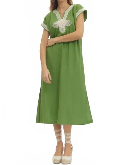 Entro Applique Trim Midi Dress In Matcha In Green