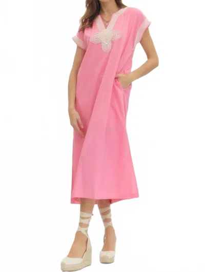 Entro Applique Trim Midi Dress In Pink