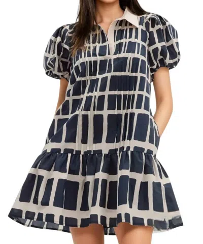 Entro Arlina Abstract Print Mini Dress In Navy In Blue