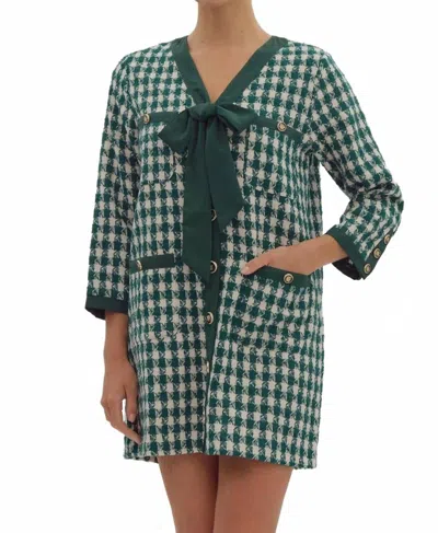 Entro Audrey V-neck Button Up Dress In Green