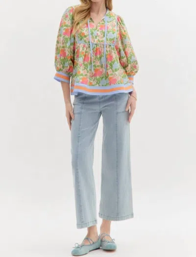 Entro Aurora Floral Top In Multi Color