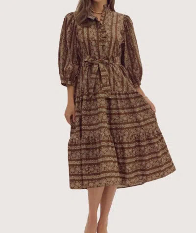 Entro Autumn Brunch Midi Dress In Brown