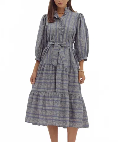 Entro Autumn Brunch Midi Dress In Dusty Blue In Gray